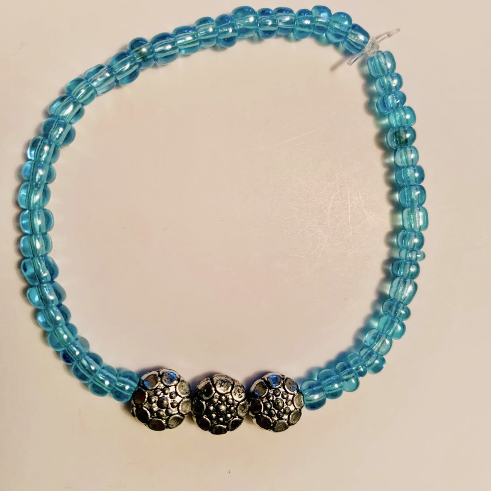 Aquamarine handmade beaded bracelet with charms 🩵💙🩵